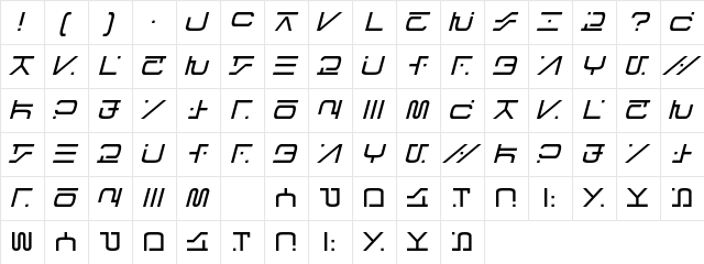 Visitor Script Italic  glyph index