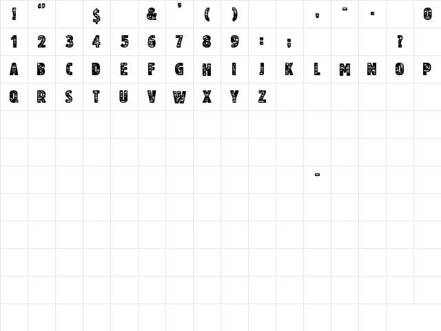 Another Brick Regular  glyph index