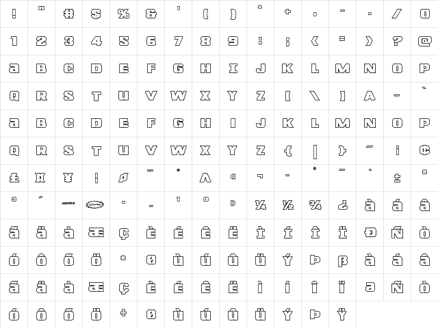 Left Hand Luke Bold Outline Bold Outline  glyph index