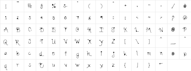 Lindsay Creepy Regular  glyph index