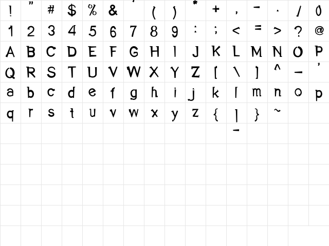 Rapunzel Govermen Regular  glyph index