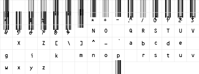 IDAutomation.com Code39 Regular  glyph index