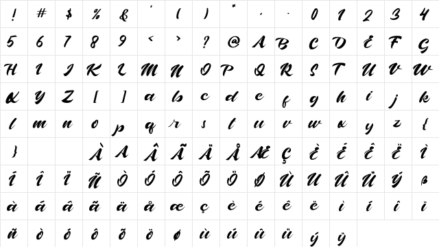 Askana Regular  glyph index