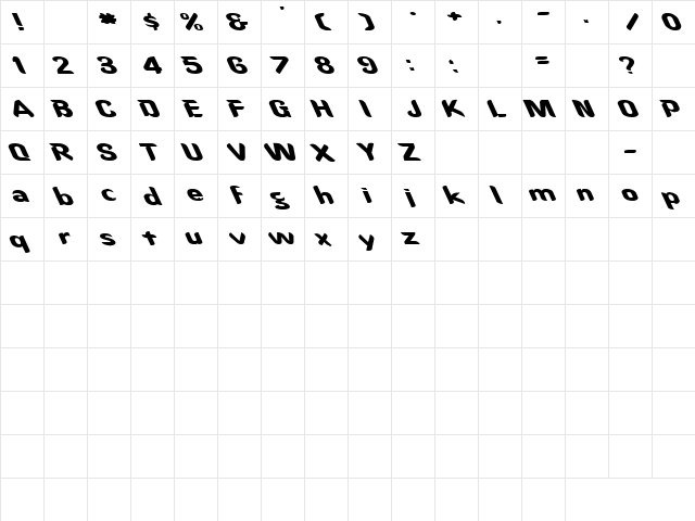 Rhino 3 Regular  glyph index