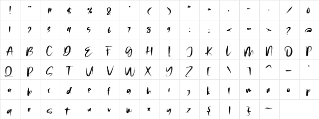 Malinga FREE Regular  glyph index