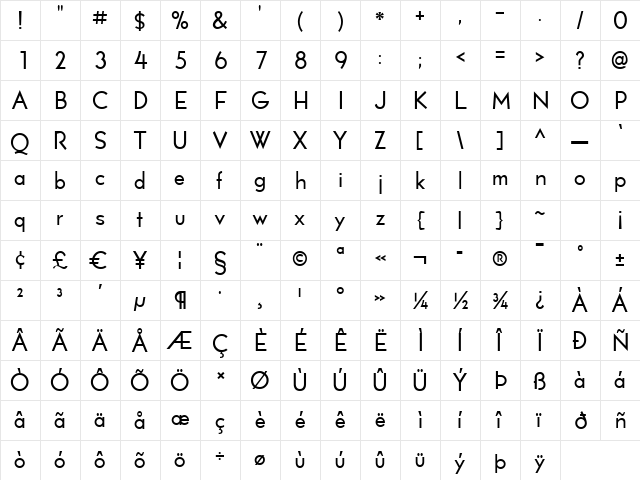 Lionel Text Steam Regular  glyph index