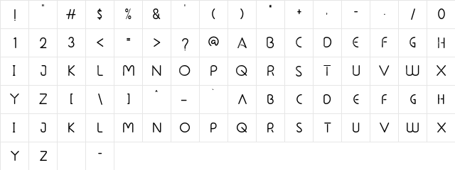 Runlion Regular  glyph index
