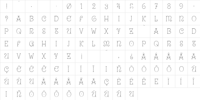 Uralita Fina  glyph index