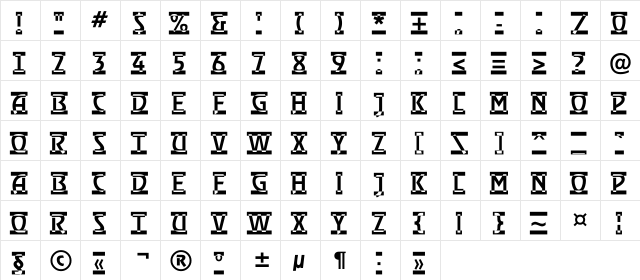 a_RewinderTitulRwD Regular  glyph index