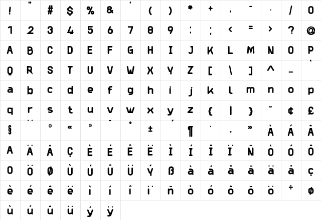 Launderette Spin  glyph index