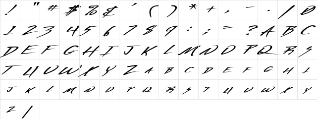 Vecker Ex Bold Italic Regular  glyph index