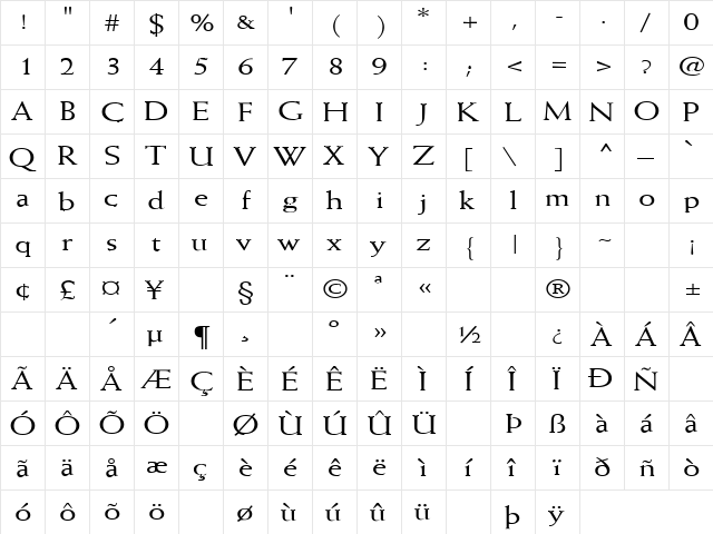 Woman Of The World 6 Regular  glyph index