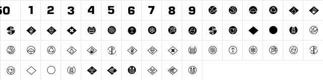 CarePack Regular  glyph index