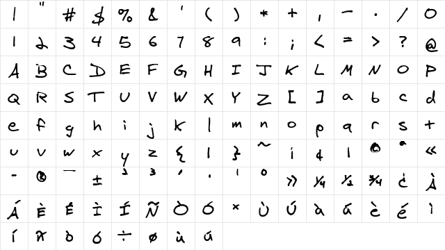 Virgil GS Regular  glyph index