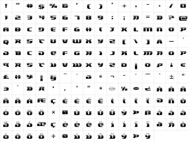 Lord of the Sith Halftone Regular  glyph index