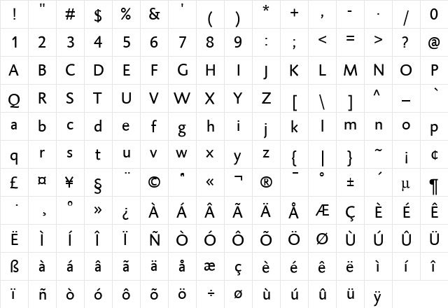 DTLCaspariT Regular  glyph index