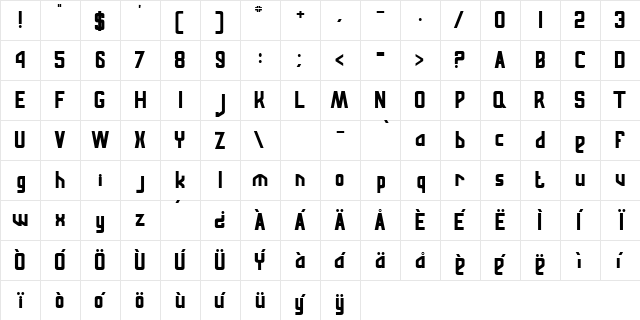 RussianQuality Normal  glyph index