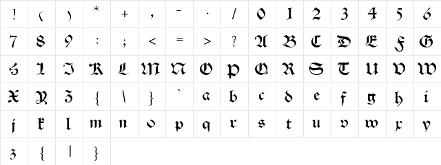 56 Regular  glyph index