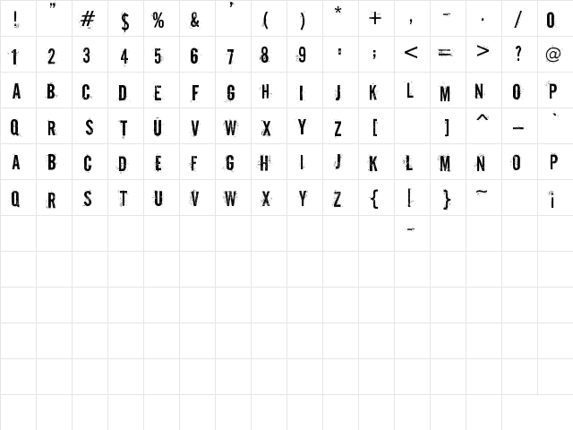 CGF Off-Road Regular  glyph index