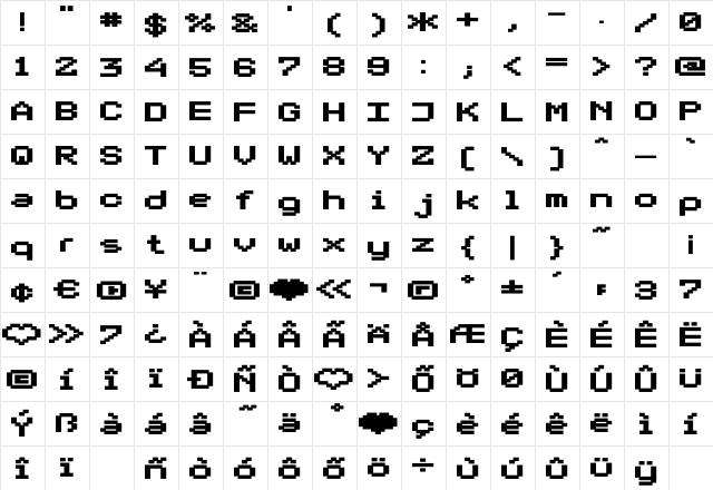 DS VDOTXT2 Regular  glyph index