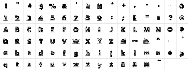Cityscape Regular  glyph index