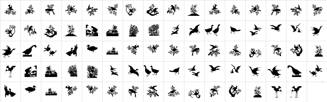 BirdsCuts Regular  glyph index