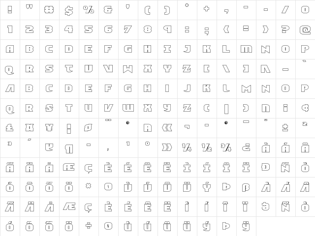 Ninja Garden Outline Outline  glyph index