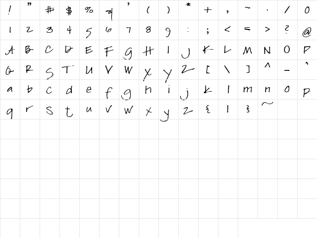 LD Print 9 Regular  glyph index