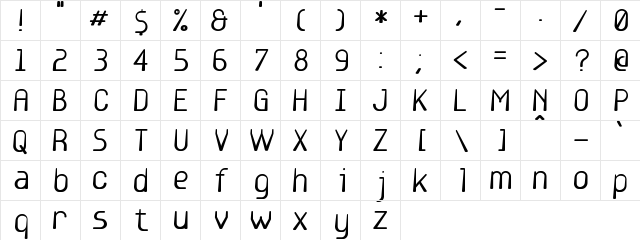 Base6 Regular  glyph index