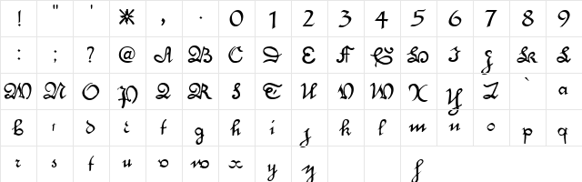 Engrossing!" Regular  glyph index
