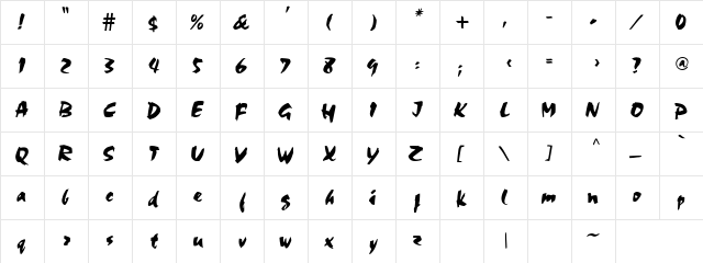 Perr Regular  glyph index