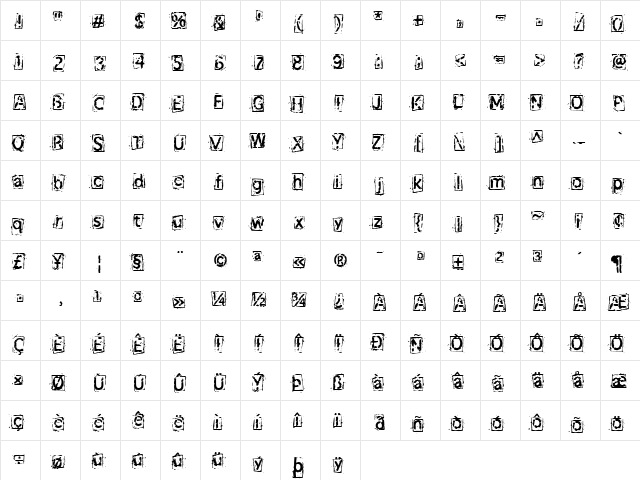 Not Too Shabby Boxed Regular  glyph index