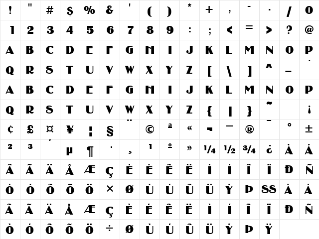 AsukaCapsSSK Regular  glyph index