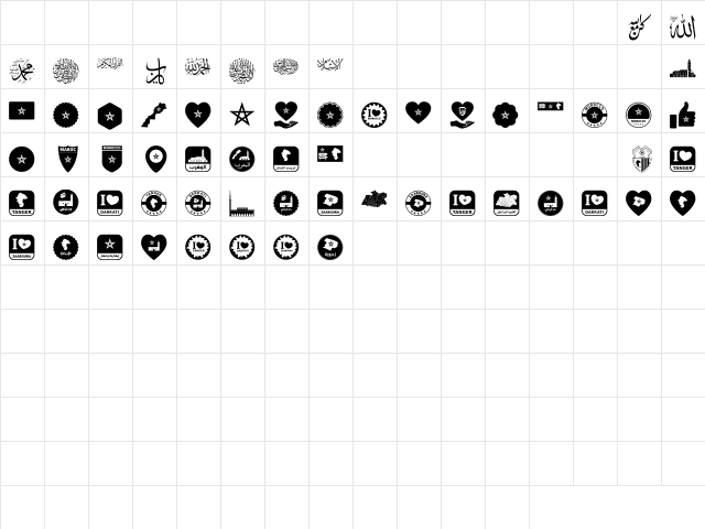 font tanger color Regular  glyph index