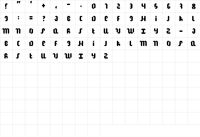 Hitch Regular  glyph index