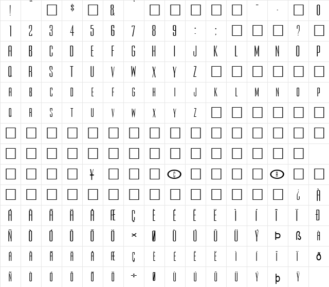 FZ BASIC 39 EX Normal  glyph index
