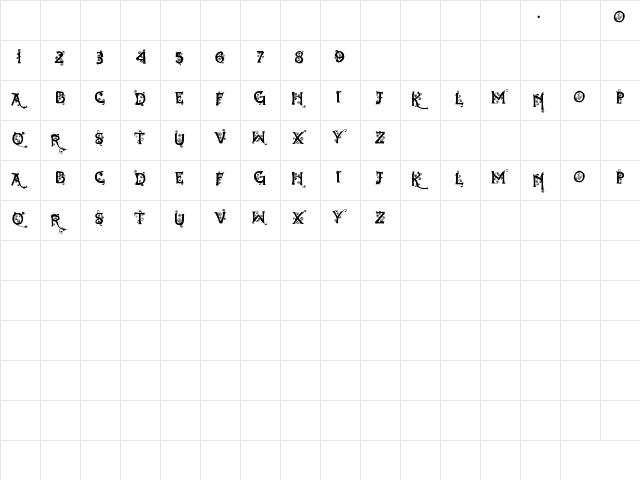 Dearest Dorothy Regular  glyph index