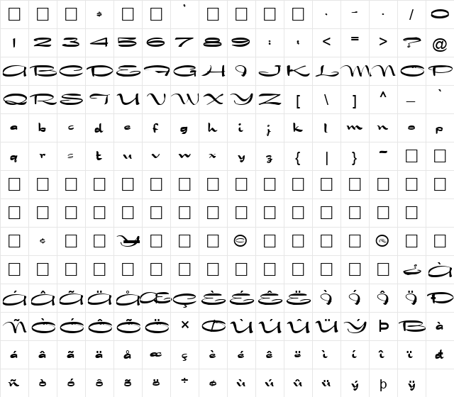 FZ JAZZY 30 Normal  glyph index