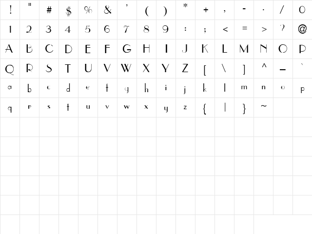 CLIQUE Regular  glyph index