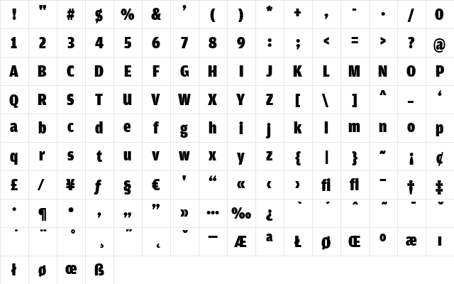 AmplitudeCond-Ultra Regular  glyph index