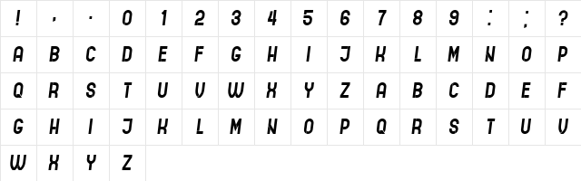 Indirect Implication Italic  glyph index