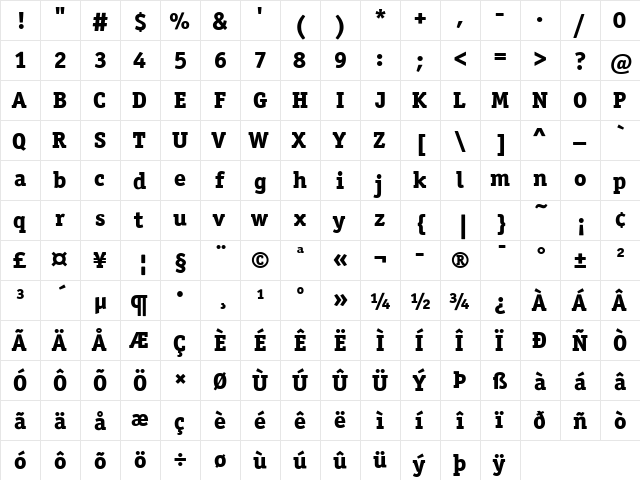 OfficinaSerITC ExtraBold  glyph index