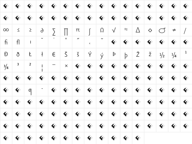 Eureka Sans Light Exp  glyph index