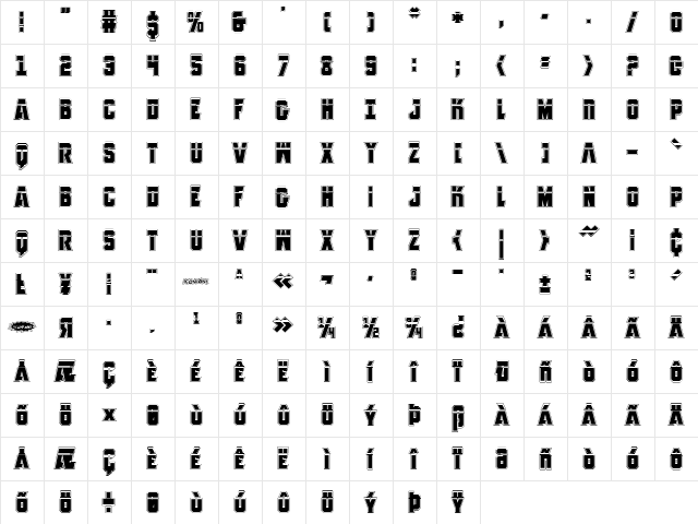 Anitlles Laser Academy Regular  glyph index