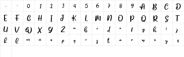 Bristle Regular  glyph index