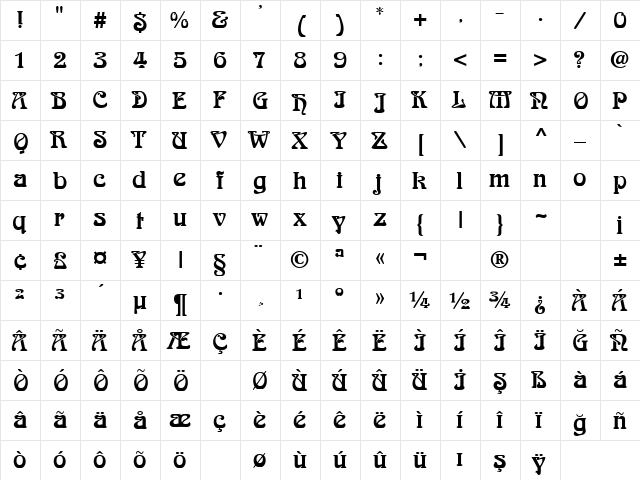 TR Arabia Regular  glyph index
