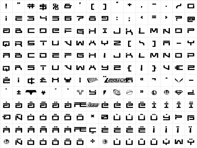 United Planets Expanded Expanded  glyph index
