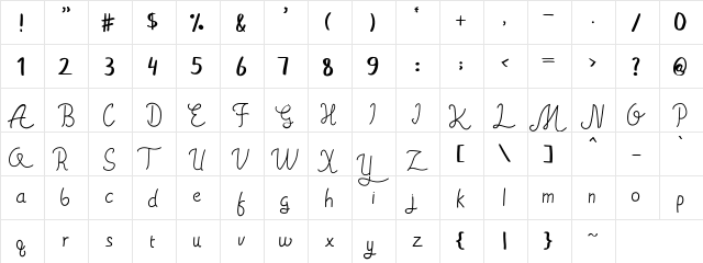 ahsley Regular  glyph index