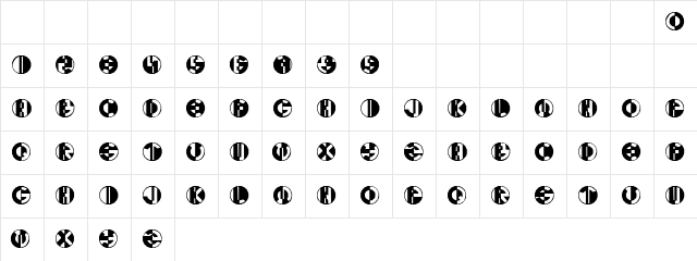 Bracken Dion Regular  glyph index