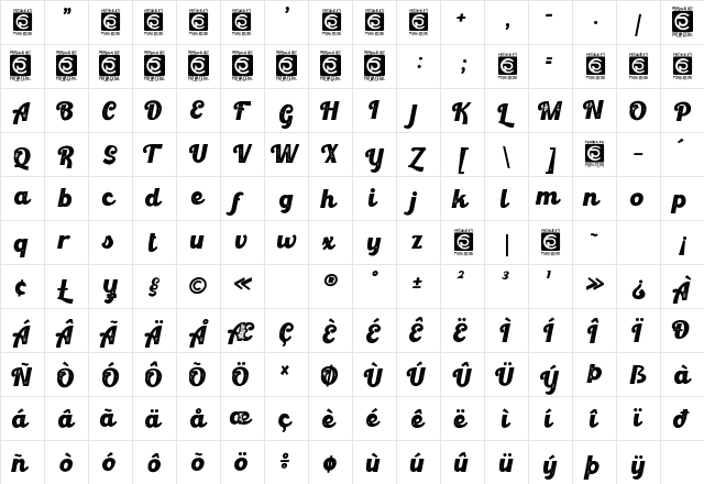 Retroking Regular  glyph index
